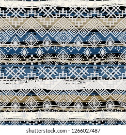 Ethnic boho grunge seamless pattern. Tribal art print. Folk style repeating pattern. Background, ethno texture. Fabric design