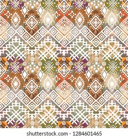 Ethnic boho grunge seamless pattern. Tribal art print. Folk style repeating pattern. Background, ethno texture. Fabric design