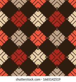 Ethnic boho ornament. Hatch. Seamless pattern. Tribal motif. Vector illustration for web design or print.