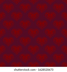 Ethnic boho ornament. Seamless pattern with decorative hearts. Valentine's day. Illustration for web design or print.