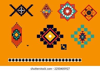 Patrón de boho étnico con geométrico en colores brillantes. Diseño de alfombras, papel pintado, ropa, envoltura, batik, tela, ilustración vectorial