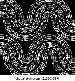 Ethnic Boho pattern, triangles, and circles in African style on black background with dynamic waves,  Tribal art for print, Wall frames, textile, wrapping papers, mobile covers