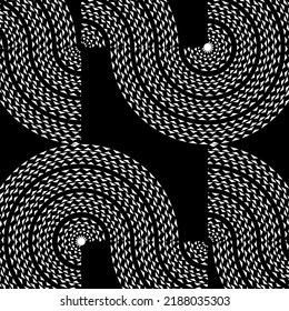 Ethnic Boho pattern, triangles, and circles in African style on black background with dynamic waves,  Tribal art for print, Wall frames, textile, wrapping papers, mobile covers