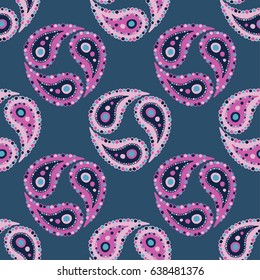 Ethnic boho seamless Paisley pattern. Retro motif.

