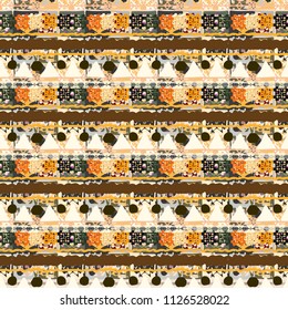 Ethnic boho seamless pattern. Abstract grunge background. Patchwork, mosaic