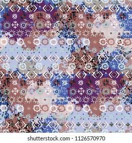 Ethnic boho seamless pattern. Abstract background. Batik, silk. Paint spots