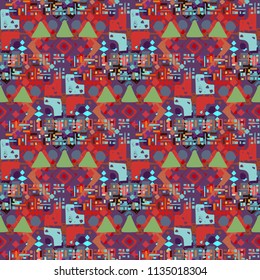 Ethnic boho seamless pattern. Abstract geometric background. Patchwork, mosaic