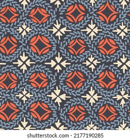 Ethnic boho seamless pattern. Abstract geometric background. Horizontal decorative circles print. Folk oriental motif. 