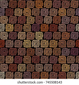 Ethnic boho seamless pattern in african style on black background. Tribal art print.