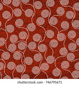 Ethnic boho seamless pattern in african style on black background. Tribal art print. Irregular polka dots pattern.