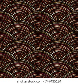 Ethnic boho seamless pattern in african style on black background. Tribal art print. Irregular polka dots pattern.