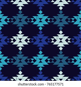 Ethnic boho seamless pattern. Blue Tribal pattern. Scribble texture. Folk motif. Textile rapport.