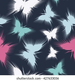 Ethnic boho seamless pattern with butterflies. Print. Repeating background. Cloth design, wallpaper.