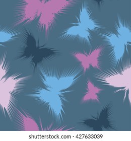 Ethnic boho seamless pattern with butterflies. Print. Repeating background. Cloth design, wallpaper.
