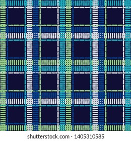 Ethnic boho seamless pattern. Cage. Lace. Embroidery on fabric. Patchwork texture. Weaving. Traditional ornament. Tribal pattern. Folk motif. Can be used for wallpaper, textile, wrapping, web.