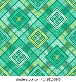 Ethnic boho seamless pattern. Citrus. Lace. Embroidery on fabric. Patchwork texture. Weaving. Traditional ornament. Tribal pattern. Folk motif. Can be used for wallpaper, textile, wrapping, web.