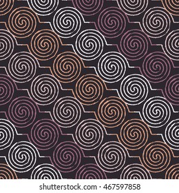 Ethnic boho seamless pattern with curls. Print. Repeating background. Cloth design, wallpaper.