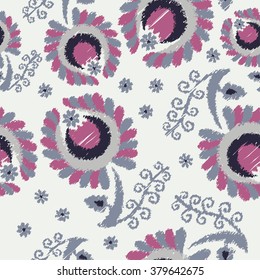 Ethnic boho seamless pattern with decorative flowers. Print. Repeating background. Print. Cloth design, wallpaper.