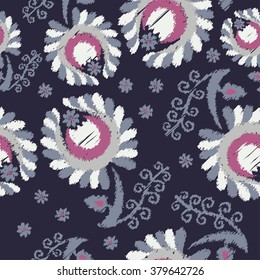 Ethnic boho seamless pattern with decorative flowers. Print. Repeating background. Print. Cloth design, wallpaper.