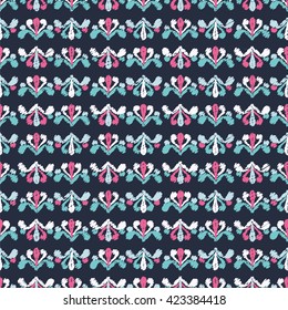 Ethnic boho seamless pattern with decorative flowers. Print. Cloth design, wallpaper.