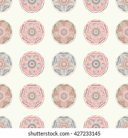 Ethnic boho seamless pattern with decorative flowers. Print. Cloth design, wallpaper.