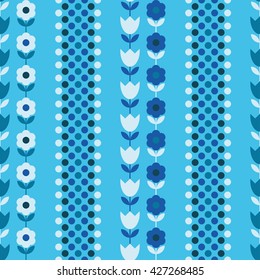 Ethnic boho seamless pattern with decorative flowers and polka dots. Print. Cloth design, wallpaper.