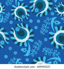 Ethnic boho seamless pattern with decorative flowers. Print. Cloth design, wallpaper.