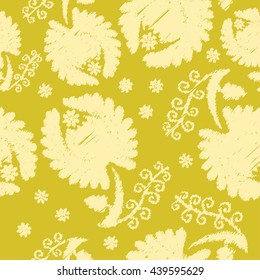 Ethnic boho seamless pattern with decorative flowers. Print. Cloth design, wallpaper.