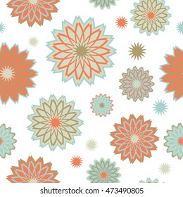 Ethnic boho seamless pattern with decorative flowers. Print. Cloth design, wallpaper.