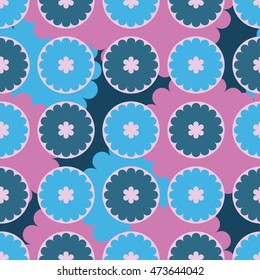 Ethnic boho seamless pattern with decorative flowers and clouds. Print. Cloth design, wallpaper.
