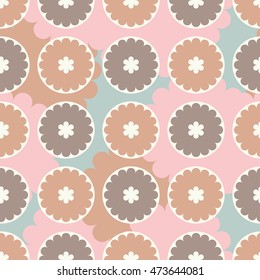 Ethnic boho seamless pattern with decorative flowers and clouds. Print. Cloth design, wallpaper.
