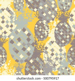 Ethnic boho seamless pattern with decorative pineapples. Tropical fruits. Print. Repeating background. Cloth design, wallpaper.