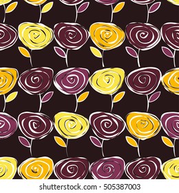 Ethnic boho seamless pattern with decorative flowers. Print. Cloth design, wallpaper.