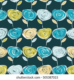 Ethnic boho seamless pattern with decorative flowers. Print. Cloth design, wallpaper.