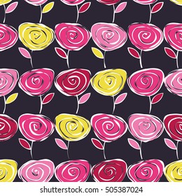 Ethnic boho seamless pattern with decorative flowers. Print. Cloth design, wallpaper.