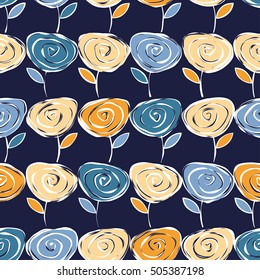 Ethnic boho seamless pattern with decorative flowers. Print. Cloth design, wallpaper.