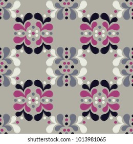 Ethnic boho seamless pattern. Embroidery on fabric. Scribble texture. Folk motif. Textile rapport.