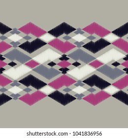 Ethnic boho seamless pattern. Embroidery on fabric. Tribal pattern. Folk motif. Textile rapport.