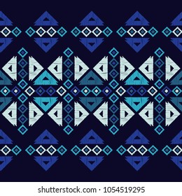 Ethnic boho seamless pattern. Embroidery on fabric. Tribal pattern. Folk motif. Textile rapport.