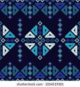 Ethnic boho seamless pattern. Embroidery on fabric. Tribal pattern. Folk motif. Textile rapport.