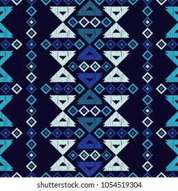 Ethnic boho seamless pattern. Embroidery on fabric. Tribal pattern. Folk motif. Textile rapport.