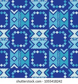 Ethnic boho seamless pattern. Embroidery on fabric. Tribal pattern. Folk motif. Textile rapport.