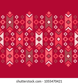 Ethnic boho seamless pattern. Embroidery on fabric. Tribal pattern. Folk motif. Textile rapport.