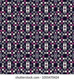 Ethnic boho seamless pattern. Embroidery on fabric. Tribal pattern. Folk motif. Textile rapport.