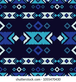 Ethnic boho seamless pattern. Embroidery on fabric. Tribal pattern. Folk motif. Textile rapport.