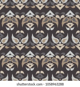 Ethnic boho seamless pattern. Embroidery on fabric. Folk motif. Textile rapport.