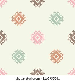 Ethnic boho seamless pattern. Embroidery. Traditional ornament. Geometric background. Tribal pattern. Folk motif. Textile rapport.