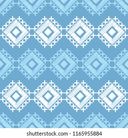 Ethnic boho seamless pattern. Embroidery. Traditional ornament. Geometric background. Tribal pattern. Folk motif. Textile rapport.