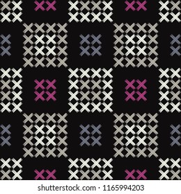 Ethnic boho seamless pattern. Embroidery. Traditional ornament. Geometric background. Tribal pattern. Folk motif. Textile rapport.
