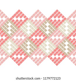 Ethnic boho seamless pattern. Embroidery. Traditional ornament. Geometric background. Tribal pattern. Folk motif. Textile rapport.